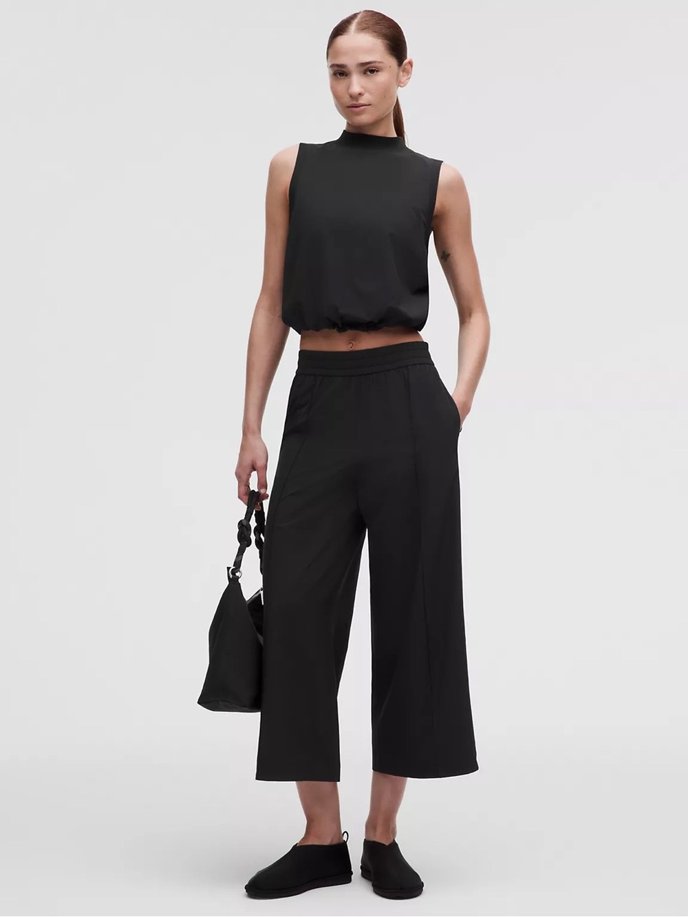 Lululemon Black Cropped Wide-Leg Pants
